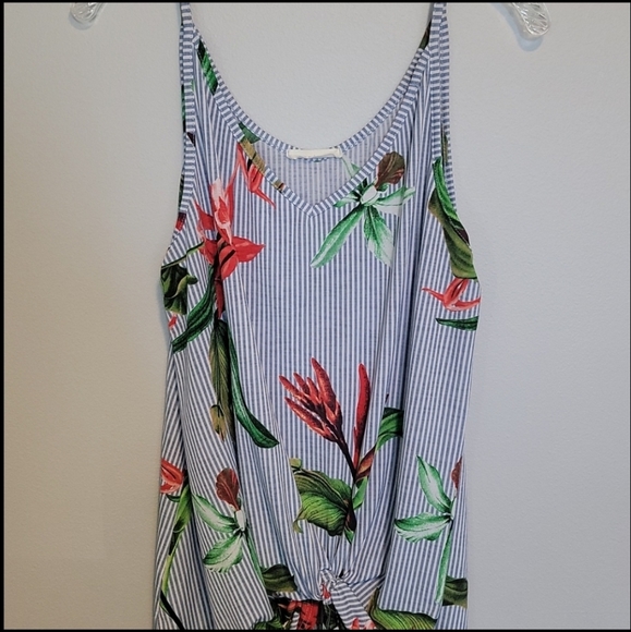 entro Tops - Entro Tropical Striped Tank Size Large